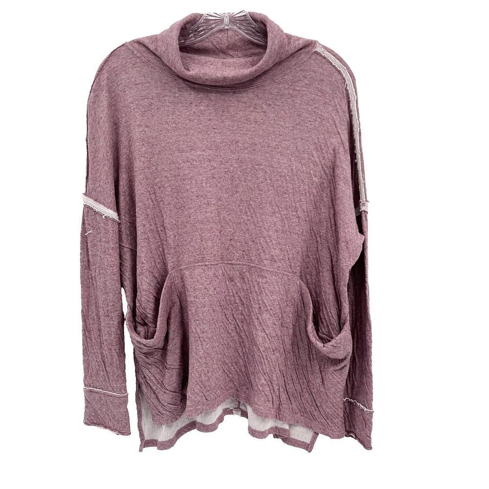 WE THE FREE Women's Sz S Heather Pink Long Flight Pocket Pullover Turtleneck Top